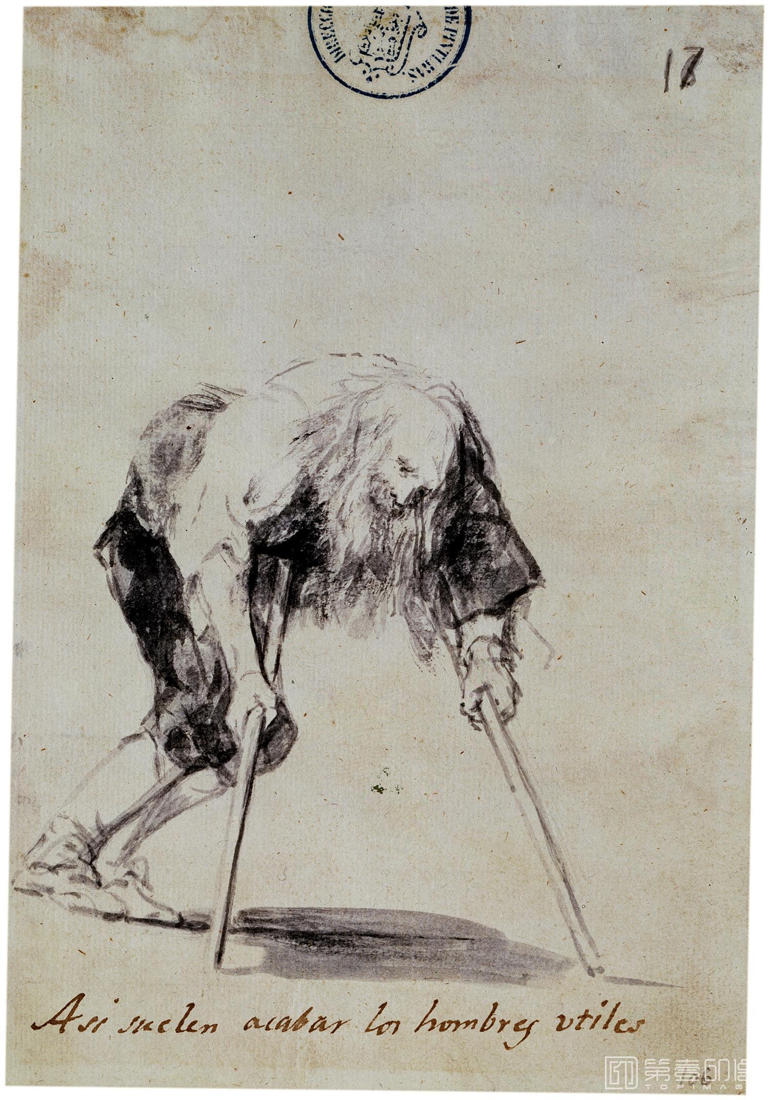 素描-西班牙普拉多美术馆素描藏画-Goya y Lucientes, Francisco de-Asi suelen acabar los hombres utiles-1082